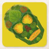 《植物》アスペンリーフスカル9 スクエアペーパーコースター (正面)