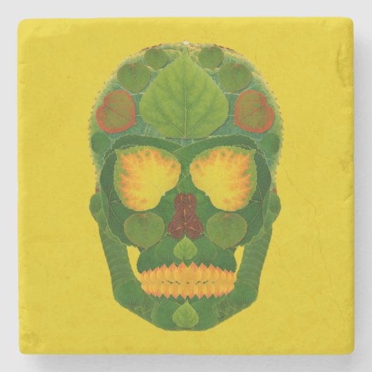 《植物》アスペンリーフスカル9 ストーンコースター (正面)