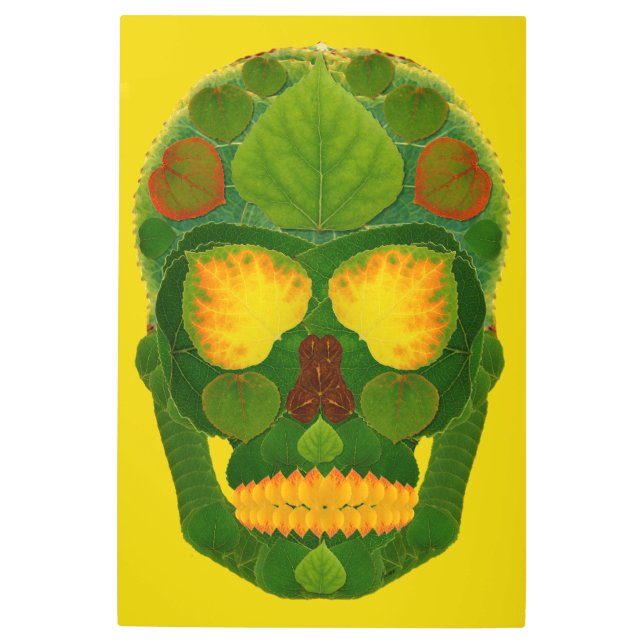 《植物》アスペンリーフスカル9 メタルプリント (正面)