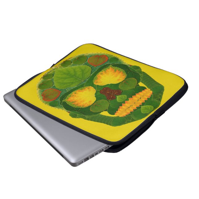 《植物》アスペンリーフスカル9 ラップトップスリーブ (正面下部)