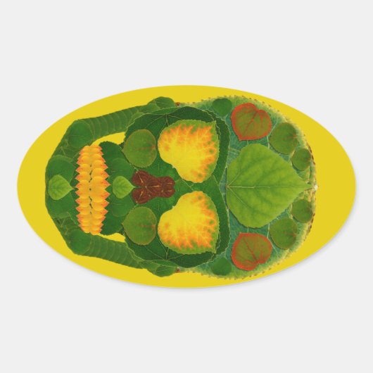 《植物》アスペンリーフスカル9 楕円形シール (正面)