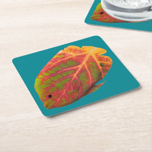 《植物》アスペンリーフトロピカルフィッシュ1 スクエアペーパーコースター (アングル)
