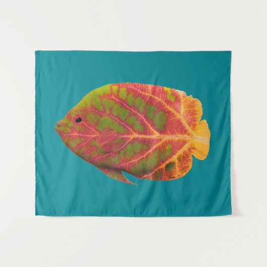 《植物》アスペンリーフトロピカルフィッシュ1 タペストリー (正面(横))