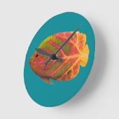 《植物》アスペンリーフトロピカルフィッシュ1 ラウンド壁時計 (傾斜)