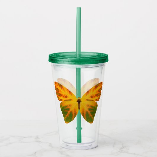 《植物》アスペンリーフバタフライ1 アクリルタンブラー (正面)