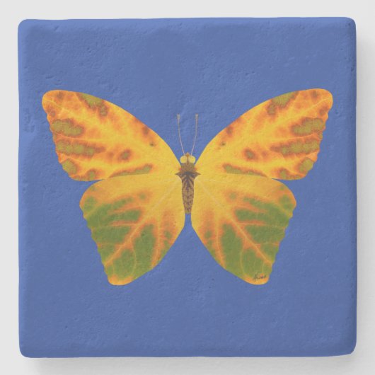 《植物》アスペンリーフバタフライ1 ストーンコースター (正面)