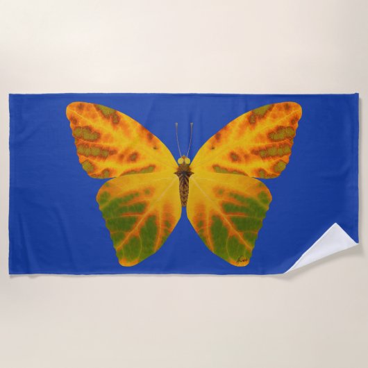 《植物》アスペンリーフバタフライ1 ビーチタオル (正面)