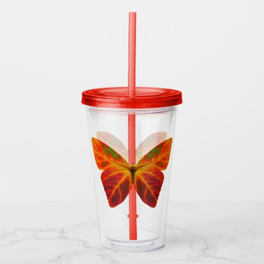 《植物》アスペンリーフバタフライ2 アクリルタンブラー (正面)