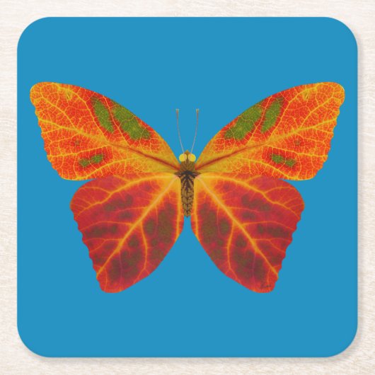 《植物》アスペンリーフバタフライ2 スクエアペーパーコースター (正面)