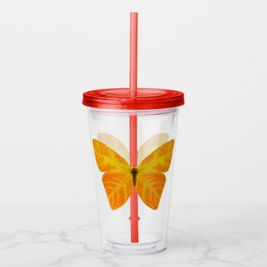 《植物》アスペンリーフバタフライ3 アクリルタンブラー (正面)