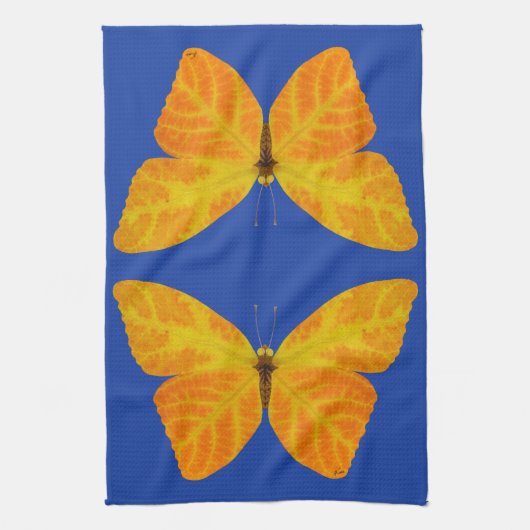 《植物》アスペンリーフバタフライ3 キッチンタオル (縦)