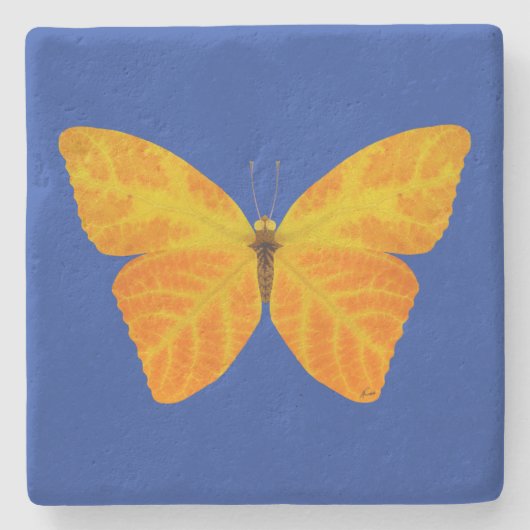 《植物》アスペンリーフバタフライ3 ストーンコースター (正面)