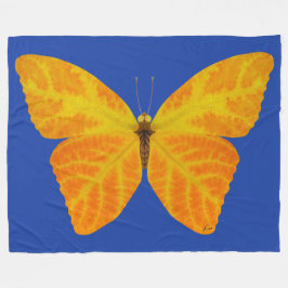 《植物》アスペンリーフバタフライ3 フリースブランケット