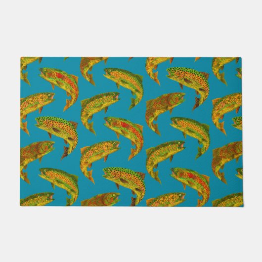 《植物》アスペンリーフレインボトルシームレスパターン2018 ドアマット (正面)