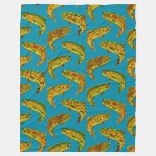 《植物》アスペンリーフレインボトルシームレスパターン2018 フリースブランケット (正面)