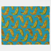 《植物》アスペンリーフレインボトルシームレスパターン2018 フリースブランケット (正面(横))