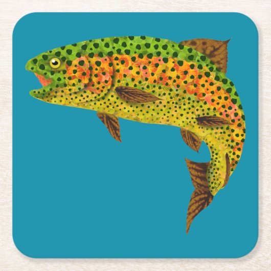 《植物》アスペンリーフレインボートラウト1 スクエアペーパーコースター (正面)