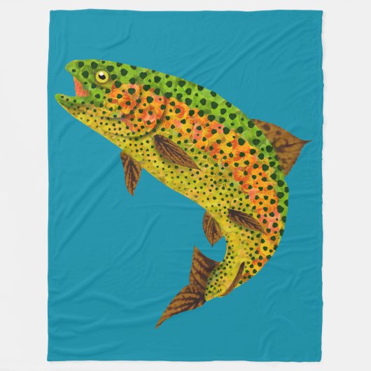 《植物》アスペンリーフレインボートラウト1 フリースブランケット (正面)