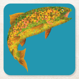 《植物》アスペンリーフレインボートラウト2 スクエアペーパーコースター