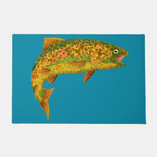 《植物》アスペンリーフレインボートラウト2 ドアマット (正面)