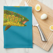 《植物》アスペンリーフレインボートラウト3 キッチンタオル (四つ折り)