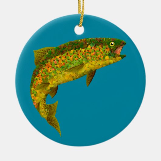 《植物》アスペンリーフレインボートラウト3 セラミックオーナメント (正面)