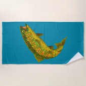 《植物》アスペンリーフレインボートラウト3 ビーチタオル (正面)