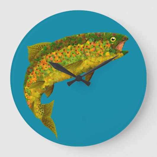《植物》アスペンリーフレインボートラウト3 ラージ壁時計 (正面)
