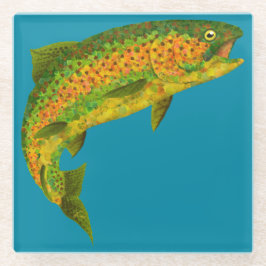 《植物》アスペンリーフレインボートラウト4 ガラスコースター