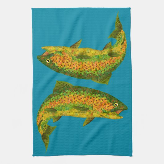 《植物》アスペンリーフレインボートラウト4 キッチンタオル (縦)