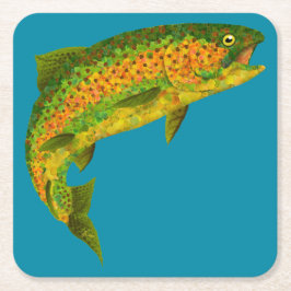 《植物》アスペンリーフレインボートラウト4 スクエアペーパーコースター