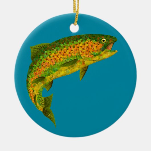 《植物》アスペンリーフレインボートラウト4 セラミックオーナメント (正面)