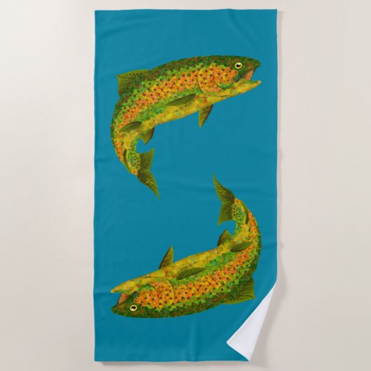 《植物》アスペンリーフレインボートラウト4 ビーチタオル (正面)