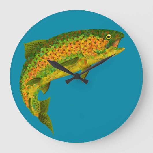 《植物》アスペンリーフレインボートラウト4 ラージ壁時計 (正面)