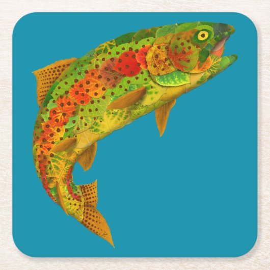 《植物》アスペンリーフレインボートラウト5 スクエアペーパーコースター (正面)