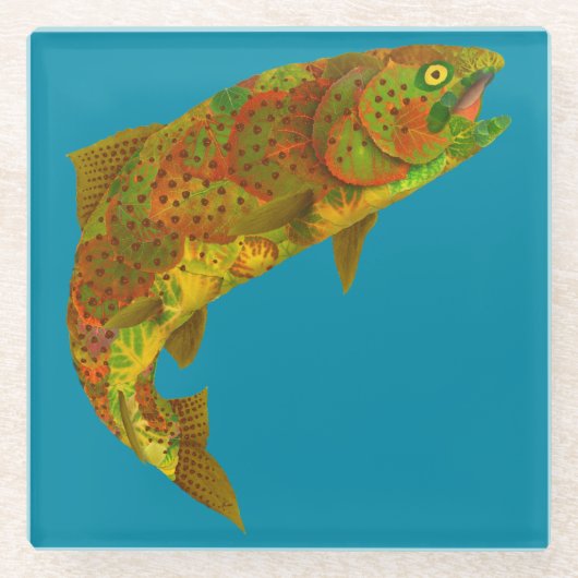 《植物》アスペンリーフレインボートラウト6 ガラスコースター (正面)