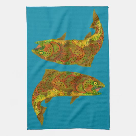 《植物》アスペンリーフレインボートラウト6 キッチンタオル (縦)