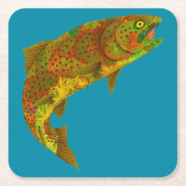 《植物》アスペンリーフレインボートラウト6 スクエアペーパーコースター