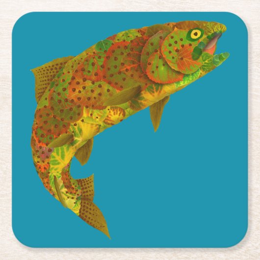 《植物》アスペンリーフレインボートラウト6 スクエアペーパーコースター (正面)