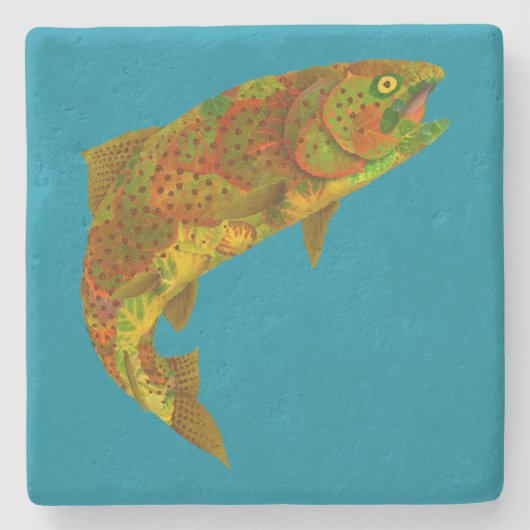 《植物》アスペンリーフレインボートラウト6 ストーンコースター (正面)