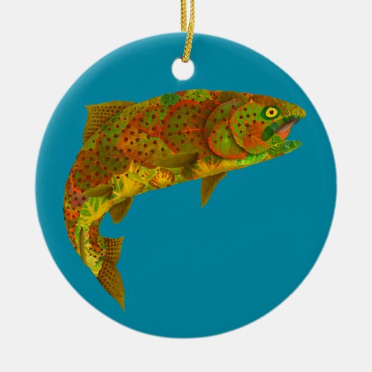 《植物》アスペンリーフレインボートラウト6 セラミックオーナメント (正面)