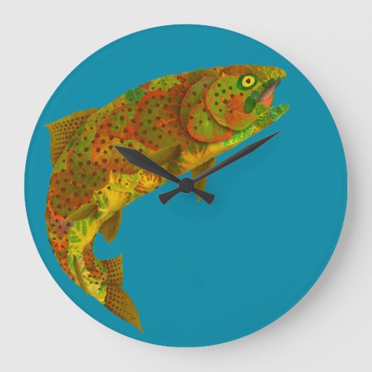 《植物》アスペンリーフレインボートラウト6 ラージ壁時計 (正面)