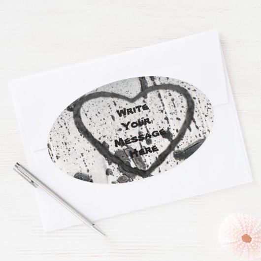 《植物》アスペン樹皮写真の予備撮カスタム影 楕円形シール (封筒)