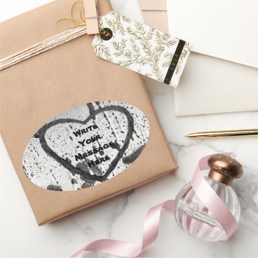 《植物》アスペン樹皮写真の予備撮カスタム影 楕円形シール (ギフト)