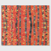 《植物》アスペン樺の木ツリーフォレストパターン ラッピングペーパー (フラット)