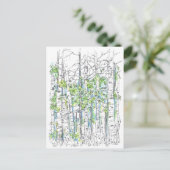 《植物》アスペン樺の木ツリーペン及びインクスケッチ ポストカード (スタンド正面)