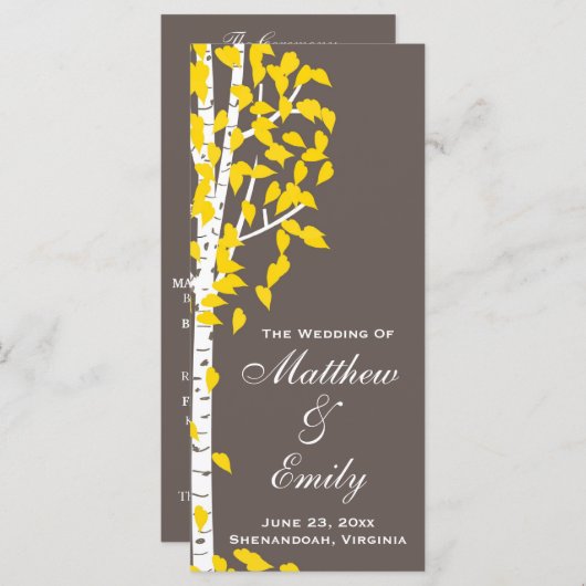 《植物》アスペン樺の木ツリー結婚式 プログラム (正面/裏面)