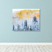 《植物》アスペン紅葉&フレッシュスノーキーブラー峠 キャンバスプリント (インサイチュ (ウッドフロア))