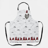 《植物》アスペン素朴バークウッド彫りハート赤い格子帽子 エプロン (正面)