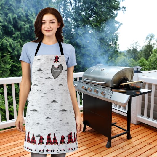 《植物》アスペン素朴バークウッド彫りハート赤い格子帽子 エプロン